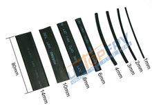 Load image into Gallery viewer, Combo Set of 218 Pcs 8 Sizes Black Assorted Heat Shrink Tube Tubing Wrap Sleeve