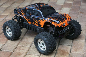 Custom Bug Body Muddy Orange for HPI Savage Flux HP 1/8 VW Baja Beetle