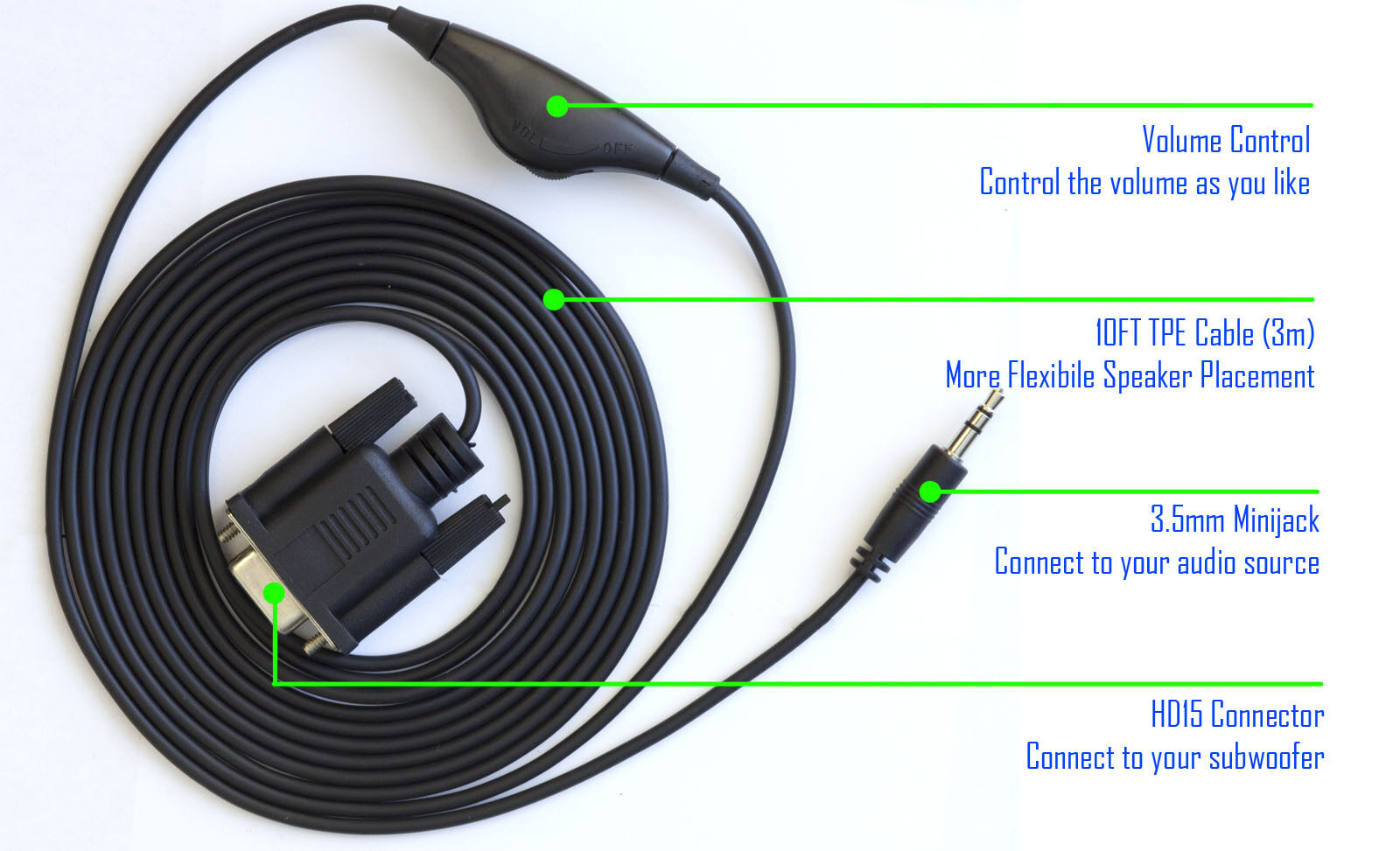 Logitech Z-2300 Control Pod Bypass Cable With Volume Control z 2300 no subwoofer