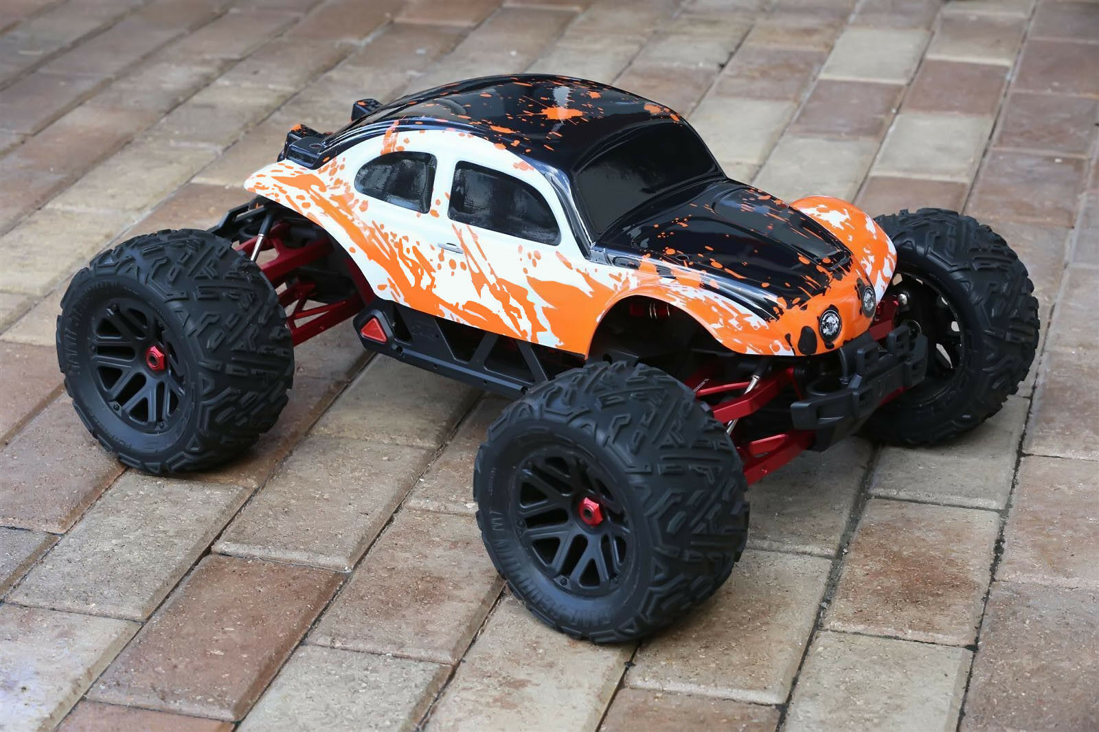 Custom Bug Body Muddy Orange/WB Shell for ARRMA 1/8 Nero 6S BLX VW Baja Beetle