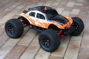 Custom Bug Body Muddy Orange/WB Shell for ARRMA 1/8 Nero 6S BLX VW Baja Beetle