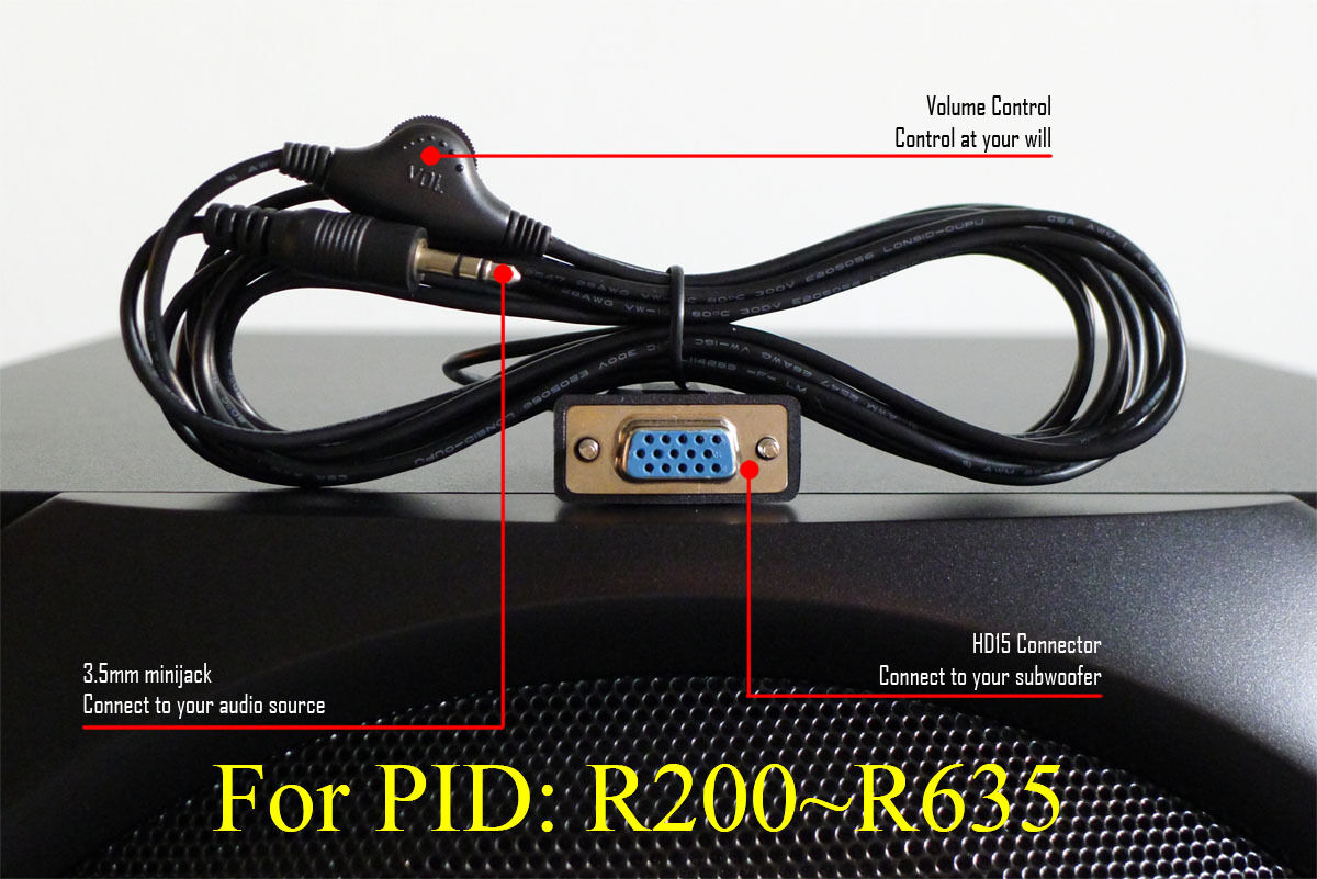 Logitech Z 5500 (PID pre 636) Control Pod Bypass Cable with volume control