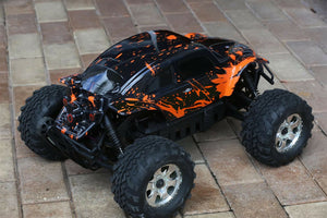 Custom Bug Body Muddy Orange for HPI Savage Flux HP 1/8 VW Baja Beetle