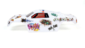 Custom Body Graffiti White for Traxxas Rustler 2WD 1/10 Truck Car Shell Cover