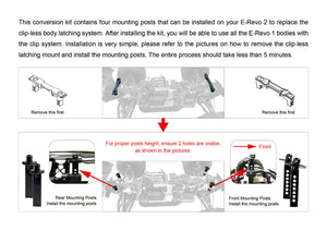 Body Mounting Posts Conversion Kit for Traxxas e-Revo 1.0 Bodies to e-Revo 2.0