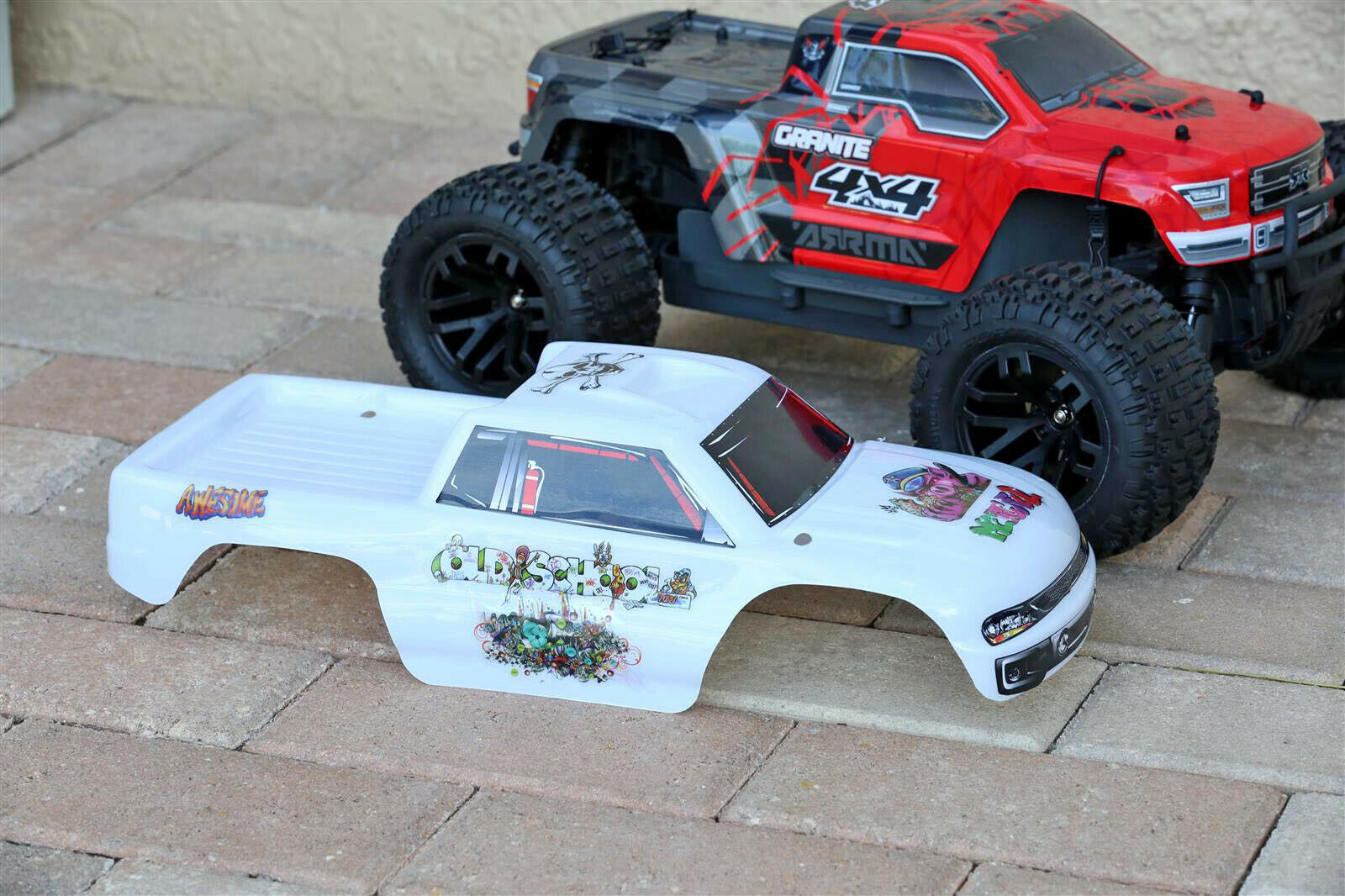 Custom Body Graffiti White for ARRMA GRANITE 4X4 2WD 3S BLX 1/10 Cover Shell