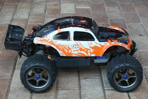 Custom Bug Body Muddy Orange/WB for Traxxas E-Revo 1/10 Volkswagen Baja Beetle