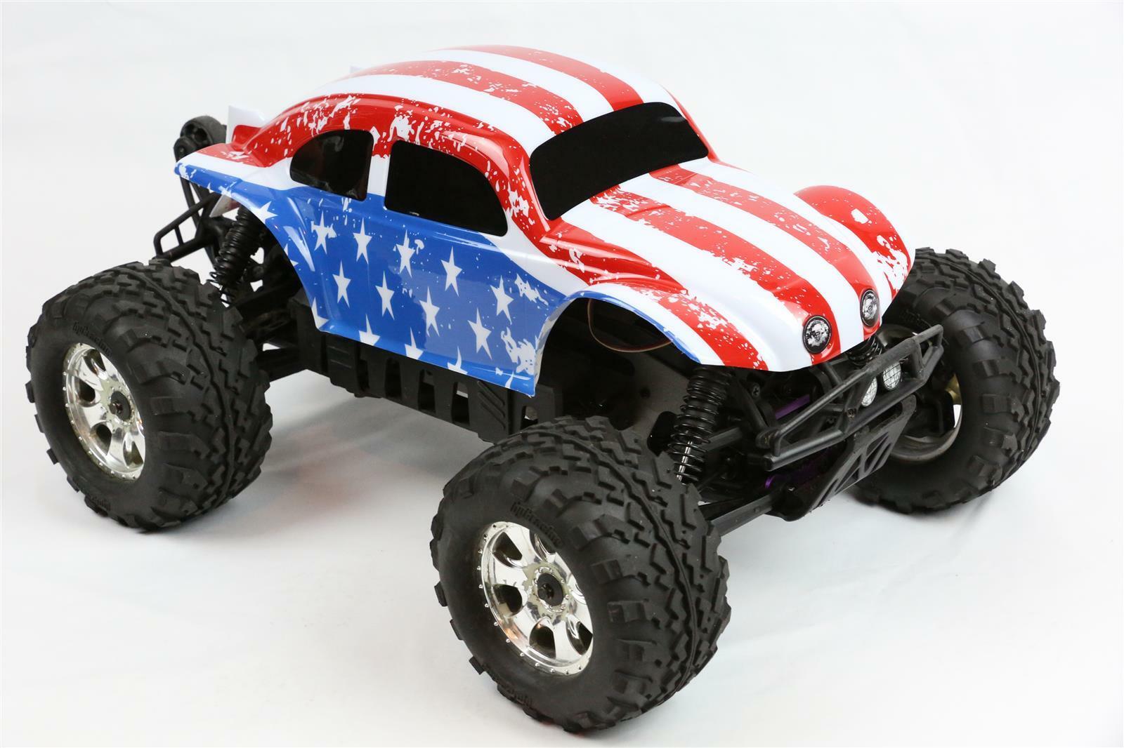 Custom Buggy Body American Flag for HPI Savage Flux HP 1/8 VW Baja Beetle Shell