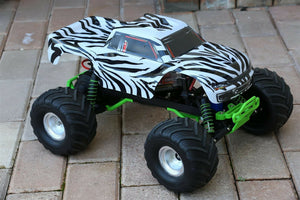 Custom Body Zebra Style for Traxxas Skully Grave Digger 1/10 Truck Car Shell