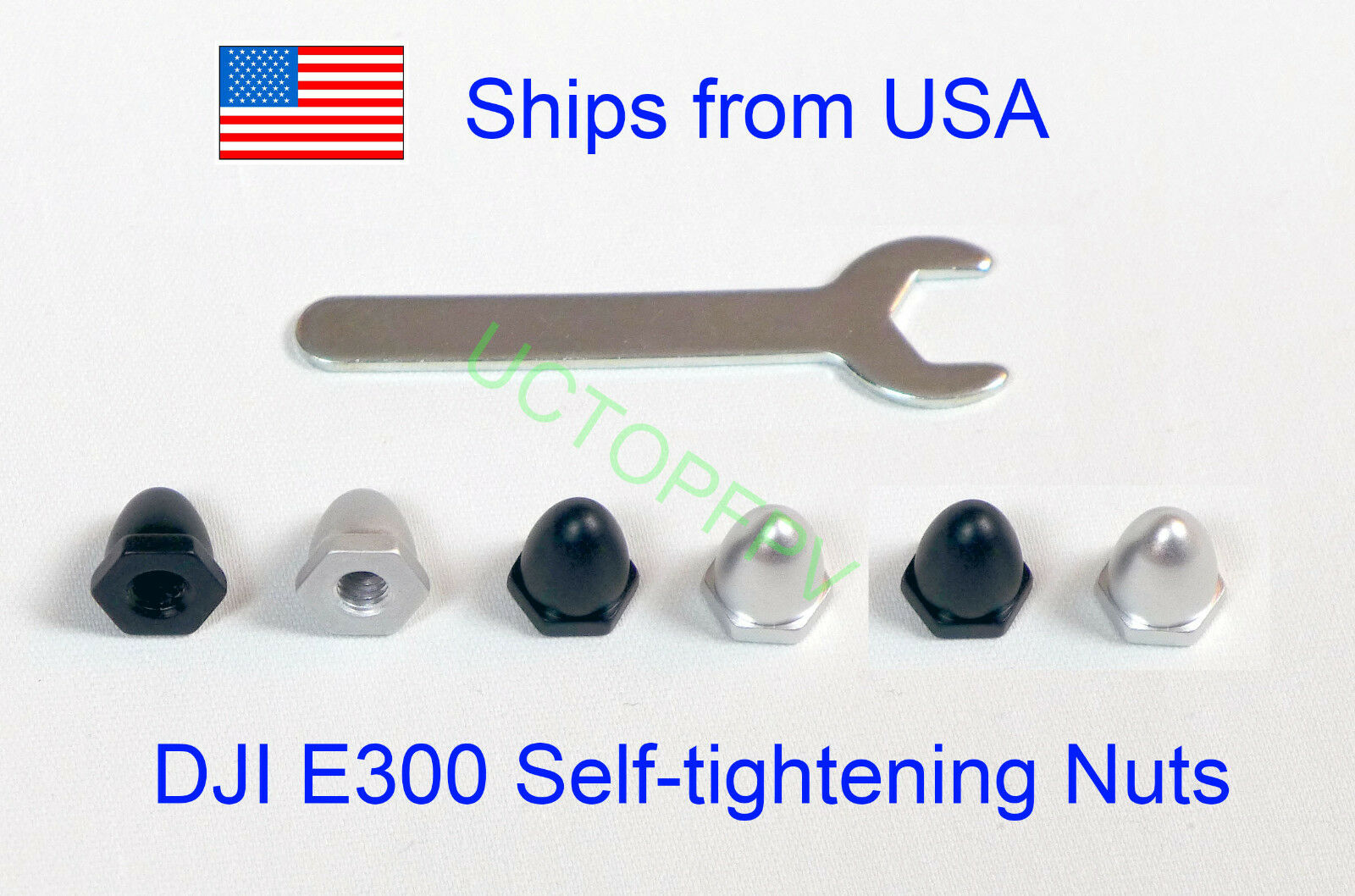 6x CNC Aluminum Self-tightening Nuts w/ Wrench for DJI E-series E300 F550 F450