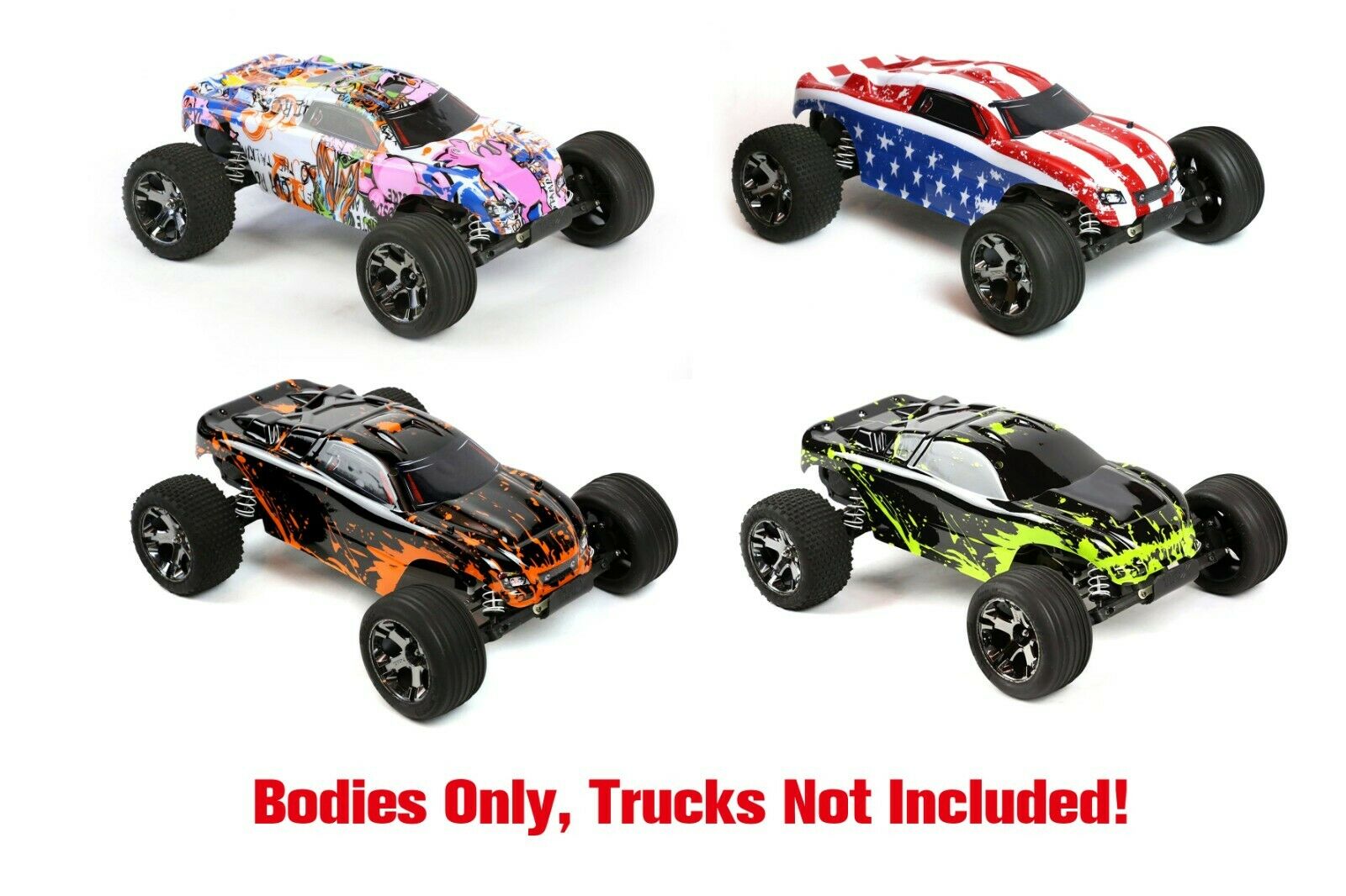 4pk Set Custom Body for Traxxas Rustler 2WD 1/10 Truck Car Shell Cover 1:10