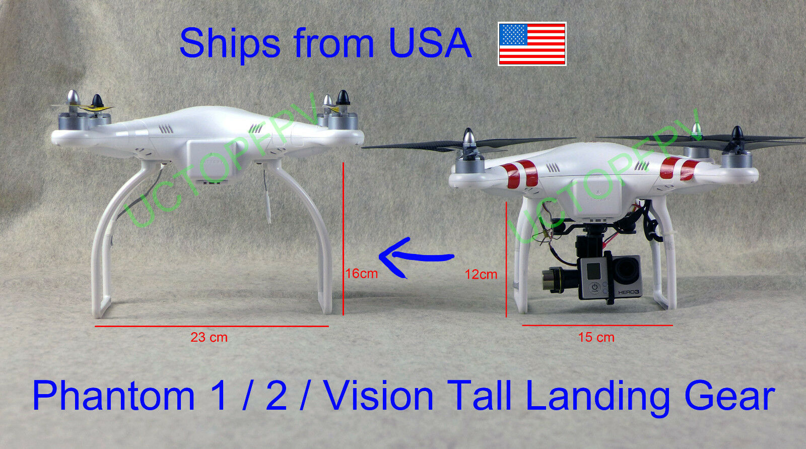 Tall Landing Gear for DJI Phantom 1 2 3 Wide and High Clearance