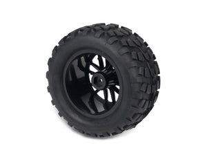 Set of 4 Blacked Out Rim Wheels w/ Tires for Traxxas Stampede Rustler 1/10 12mm