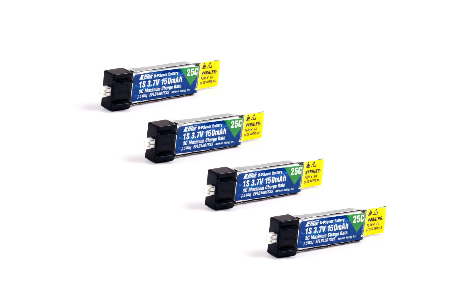 Pack of 4 150mah 1s 3.7v 25c Lipo Battery for E-Flite Hobbyzone Sport Cub S