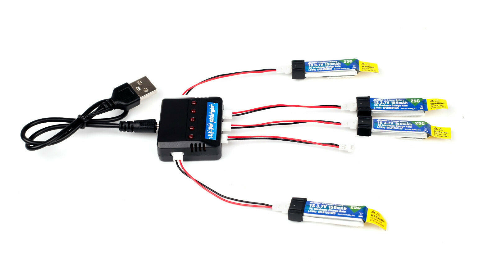 Combo 1x Charger and 4x 150mah 1s 3.7v 25c Lipo Battery E-Flite Sport Cub S