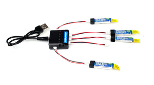 Combo 1x Charger and 4x 150mah 1s 3.7v 25c Lipo Battery E-Flite Sport Cub S